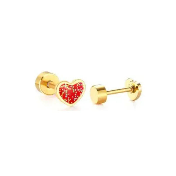 RED NORA HEART NAP STUDS