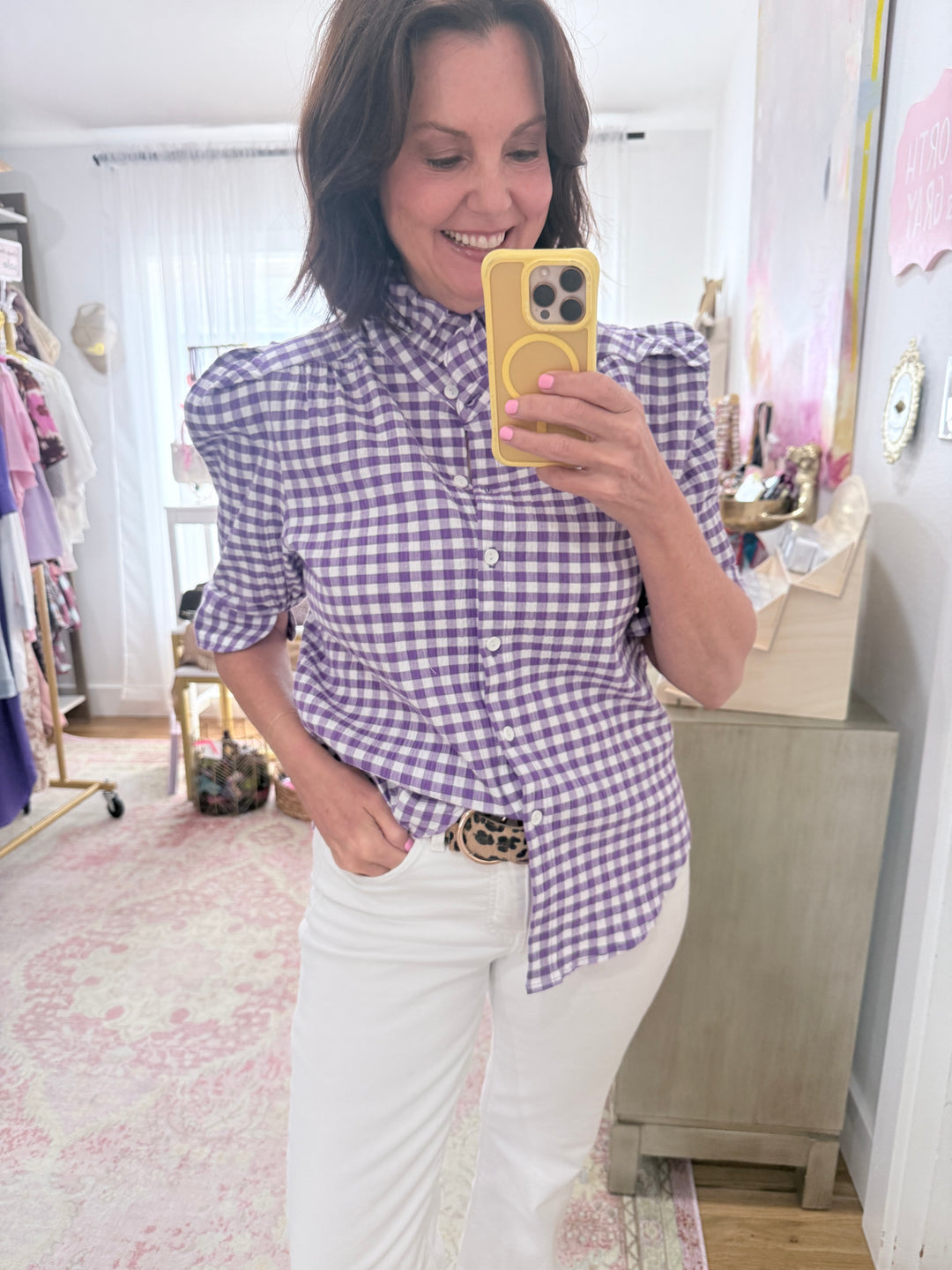 JOLIE Top - PURPLE GINGHAM